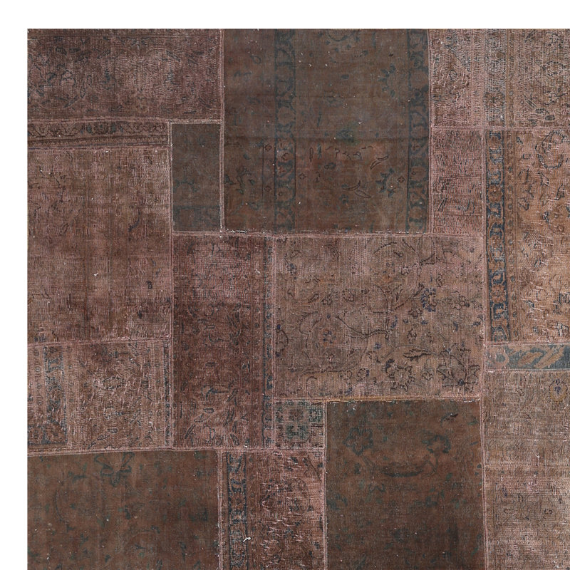 Patchwork noué à la main en laine de conception unique Tapis décoratif beige/brun