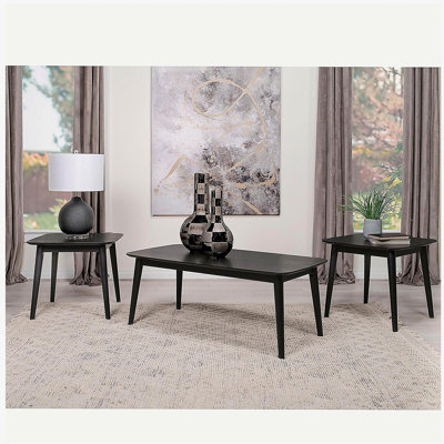 Bivens Black 3-Piece Rectangular Coffee Table