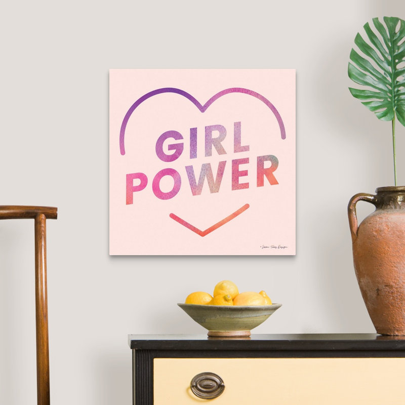 Art textuel sur toile, "Girl Power III" par Seven, Toile tendue, H 20 po x l 20 po x P 1,25 po