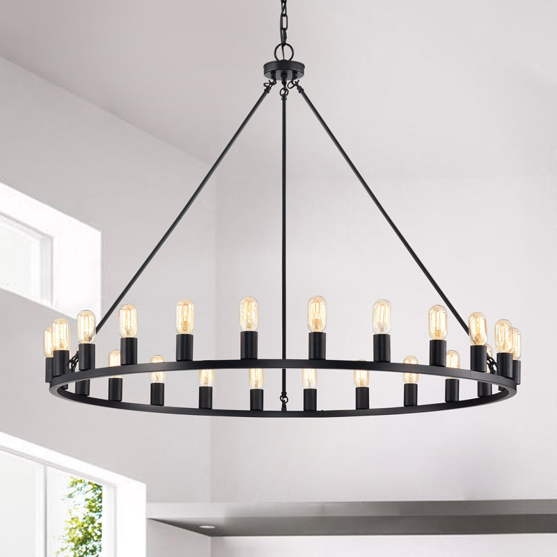 Atonvale 24 - Light Wagon Wheel Chandelier, Chrome