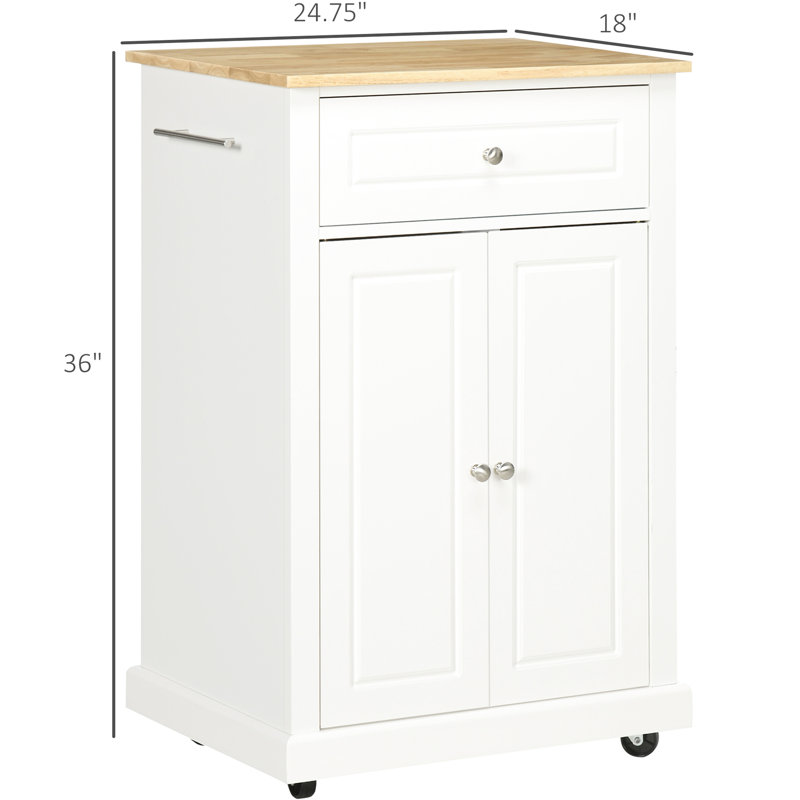 Chariot roulant à roulettes, blanc crème, tiroir, tablette réglable, 2 serviettes, option de chariot de cuisine blanc peu encombrant