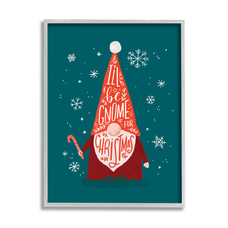 «Gnome for Christmas Holiday» par Loni Harris - Art textuel, H 14 po x l 11 po, Estampe numérique Farmhouse