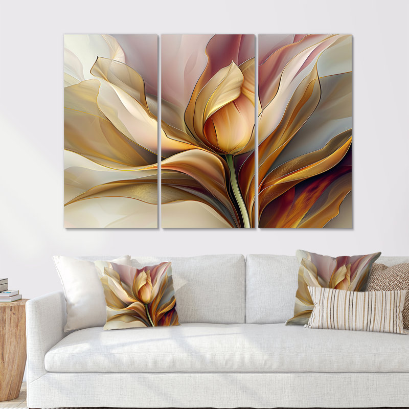 Sina - Ensemble de reproduction d'art mural tulipe, Toile tendue, H 32 po x l 48 po x P 1 po