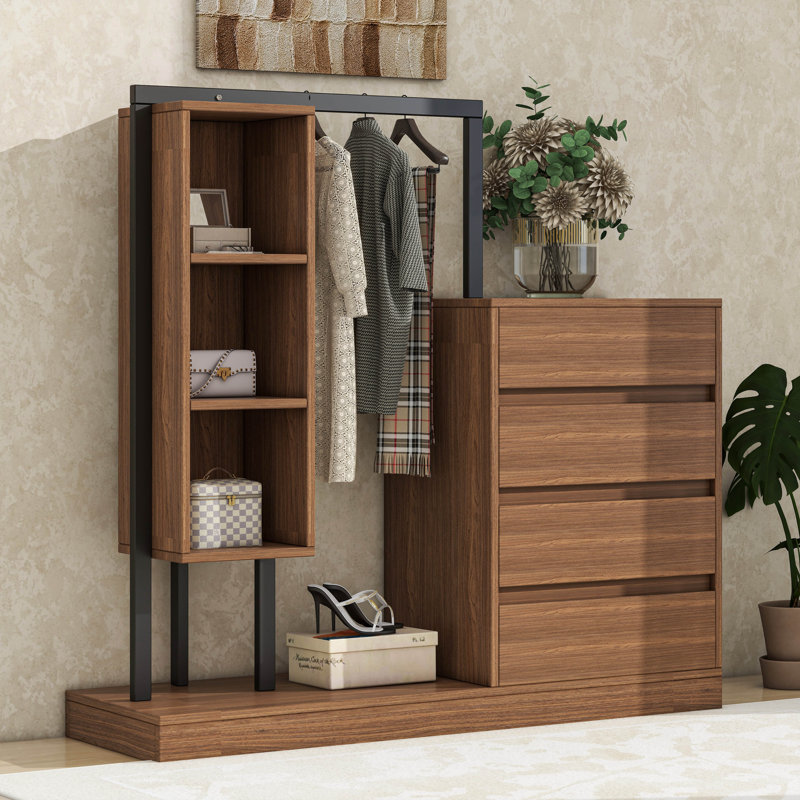  Meuble d'organisation avec 4 tiroirs et 3 tablettes de rangement Corunna, Espresso