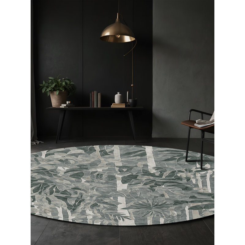 Machine Washable Gray Area Rug, Round 7'