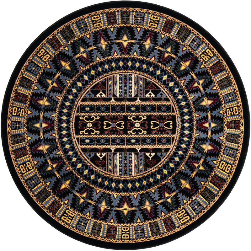 Tapis noir Aucun, Rond 6 pi 1 po