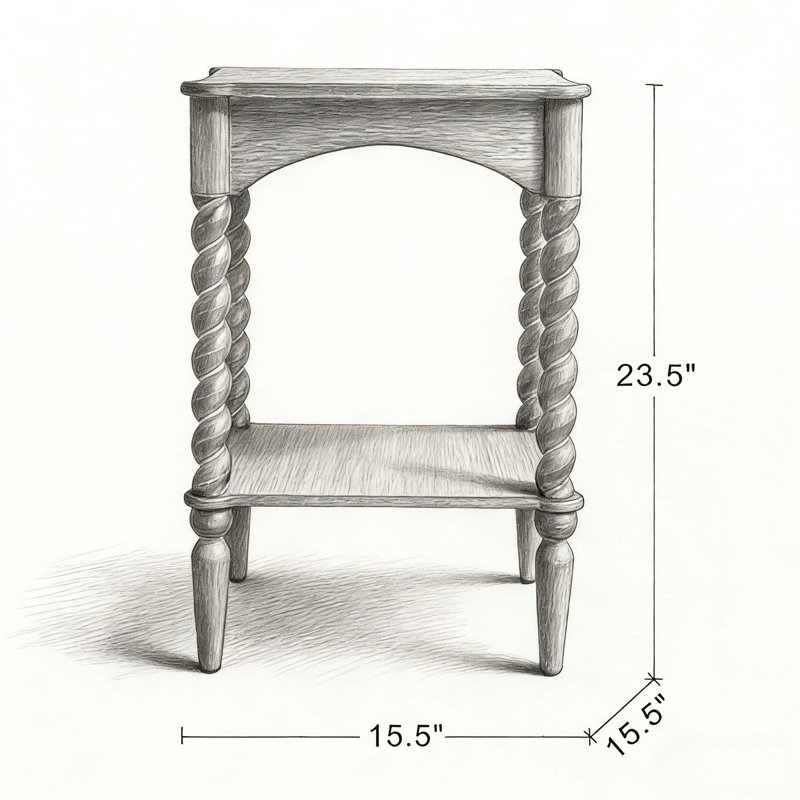 Vintage Solid Wood Spindle Accent Table - Rustic Side Table With Lower Shelf