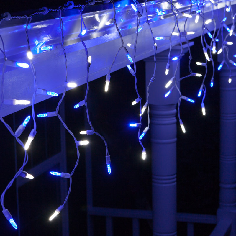 LED Icicle Lights, Blue/White