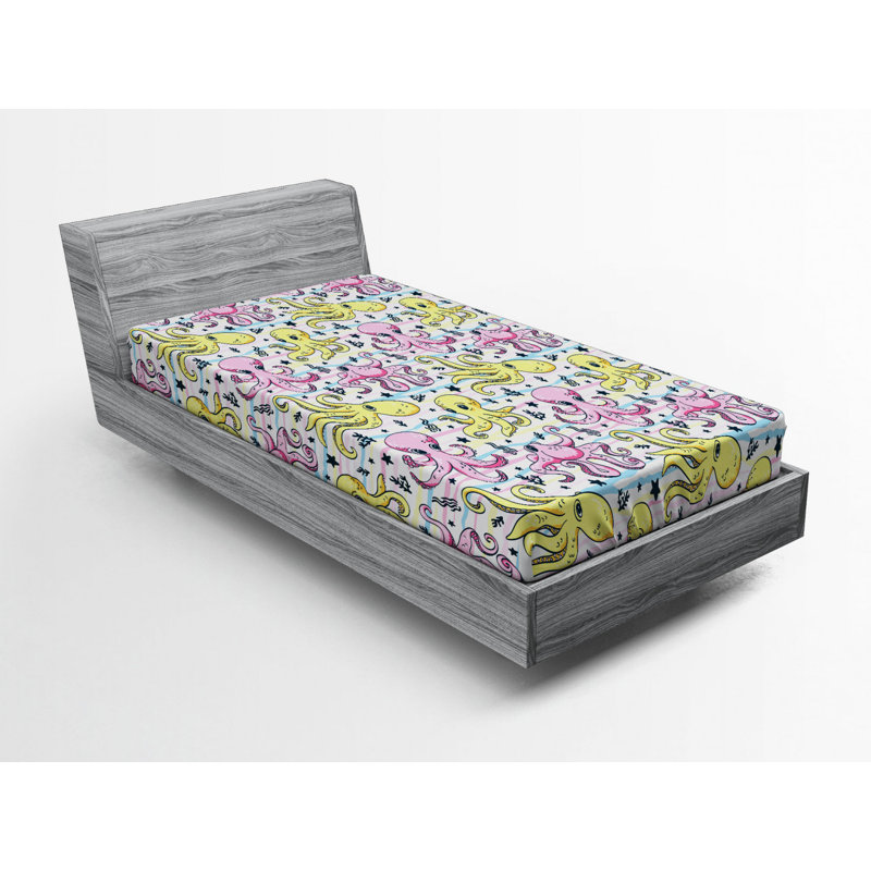 Octopus Microfiber Fitted Sheet, Twin Fitted Sheet