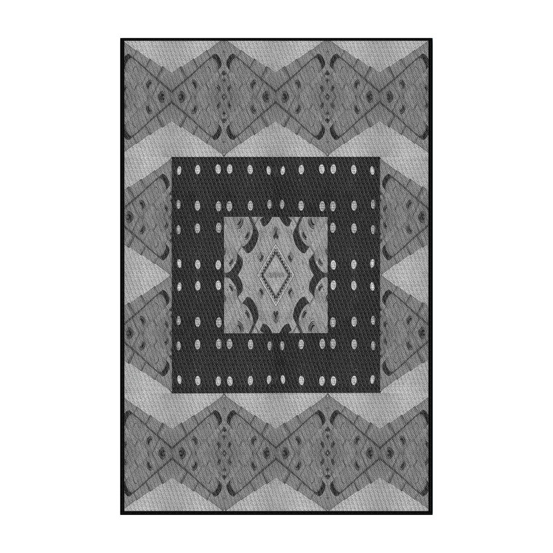 Tapis noir/gris tissé à la machine, Rectangle 8 pi x 12 pi