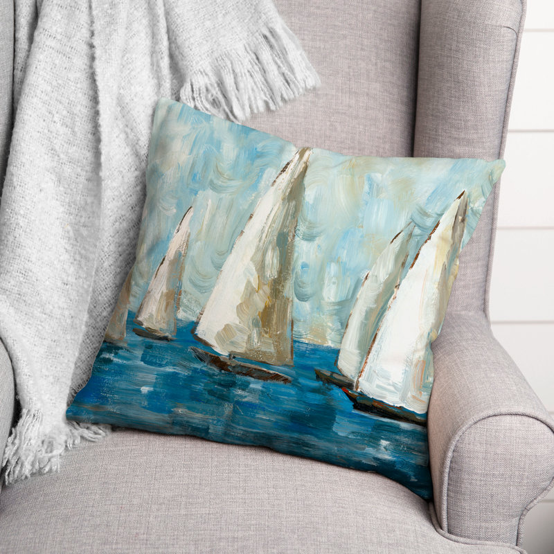 Housse de coussin d'extérieur carré peint, Bleu clair