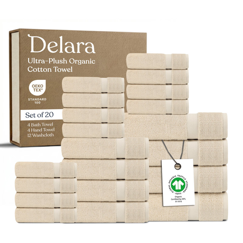 Ensemble de 20 serviettes en coton Delara, Brouillard