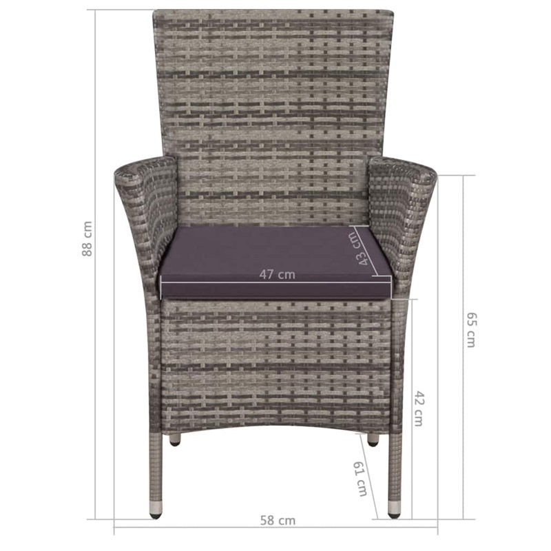 Gould Two Person Seating Group with Cushions, Gray, Gray