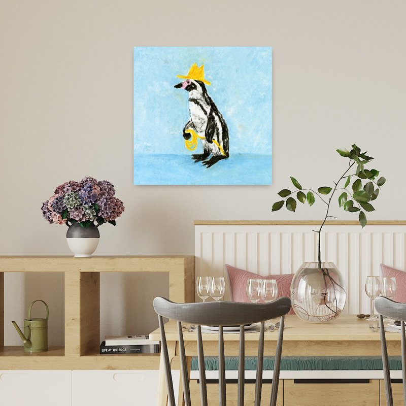 Penguin Cowboy Contemporary Penguin Wall Art by Anyone Can Yeehaw - Wrapped Canvas Print, 45.72 cm H x 45.72 cm W