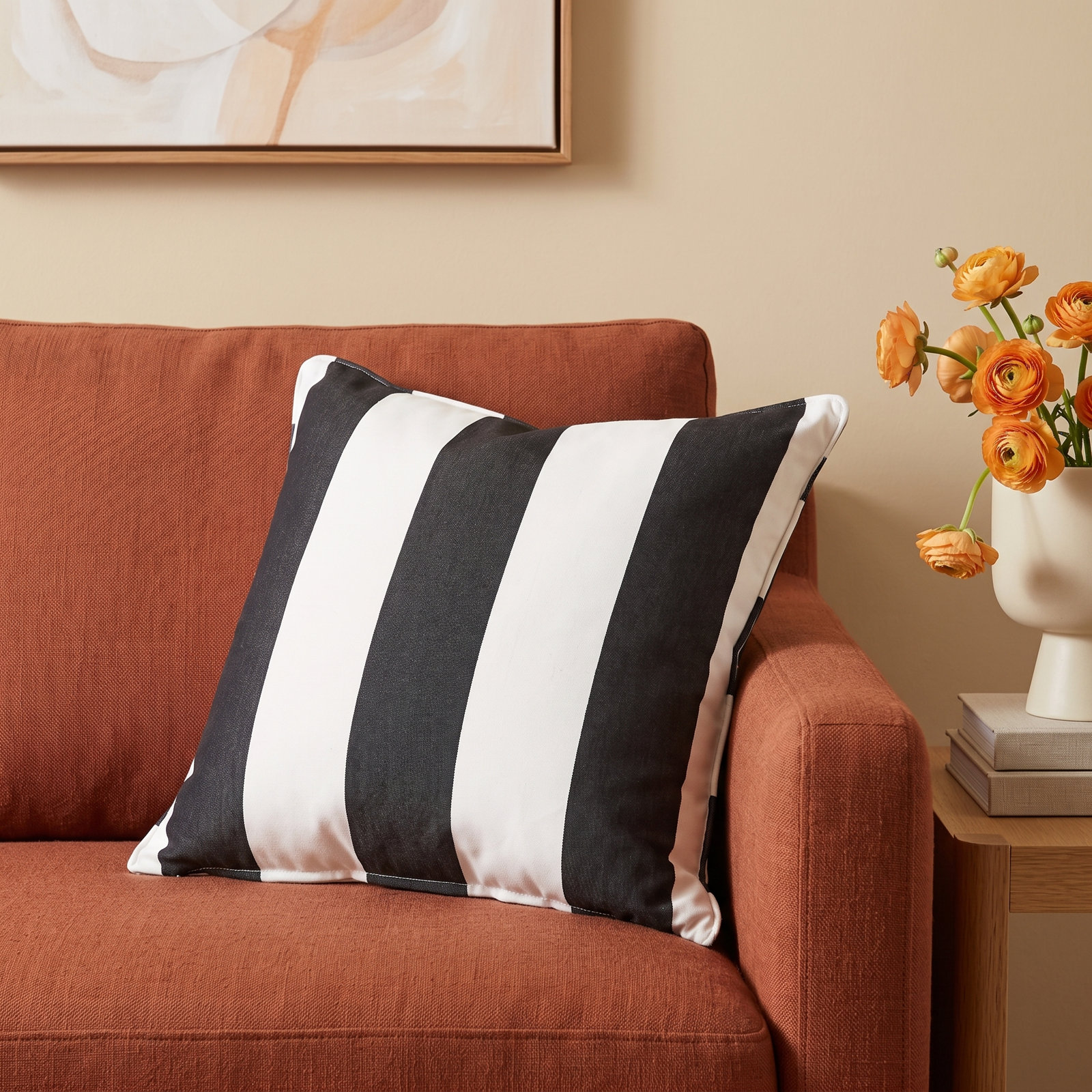 Sunbrella® Pillow Cover & Insert, Cabana Classic Black Stripe Sunbrella®, 16", 16"