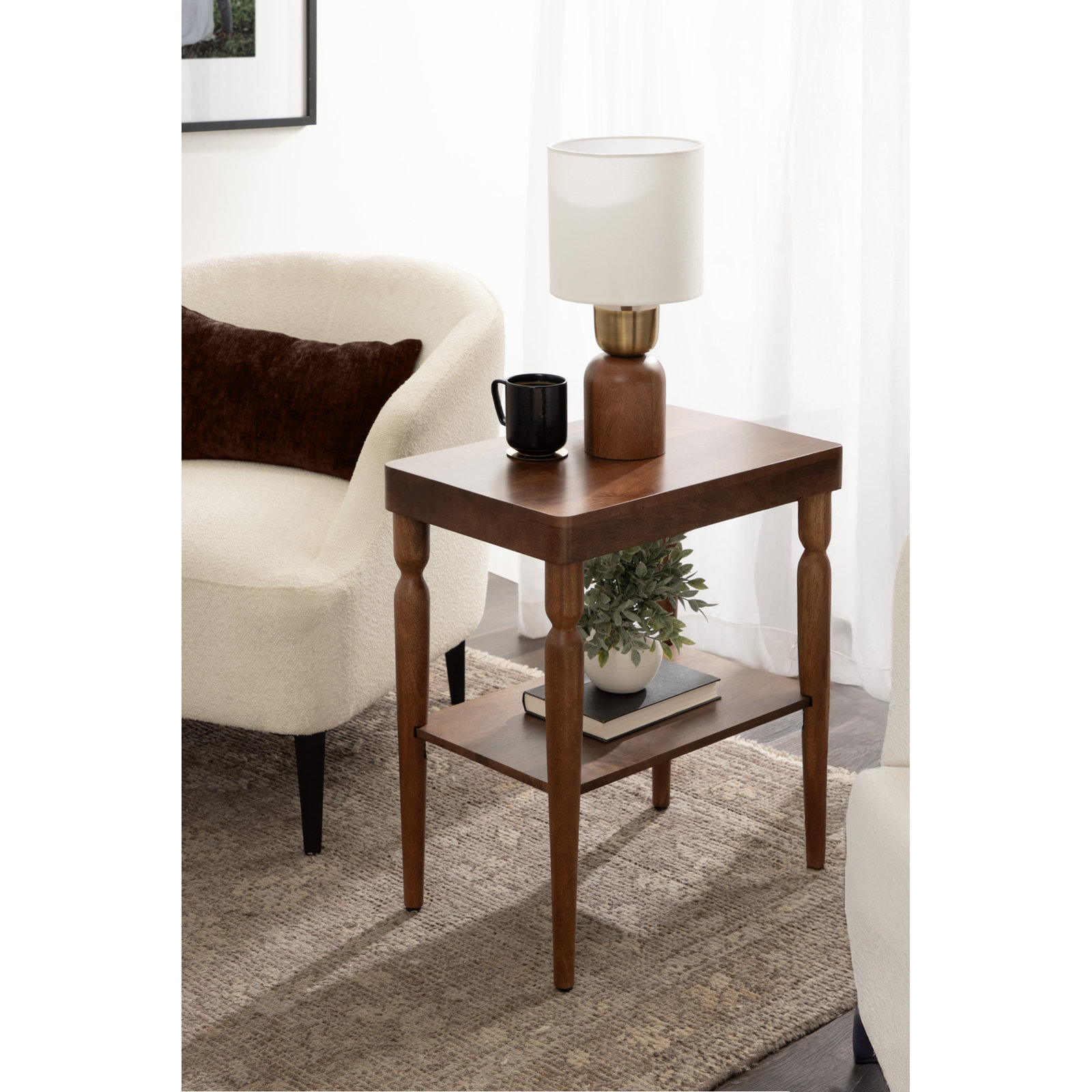 Dalia 22" Mango End Table, Walnut