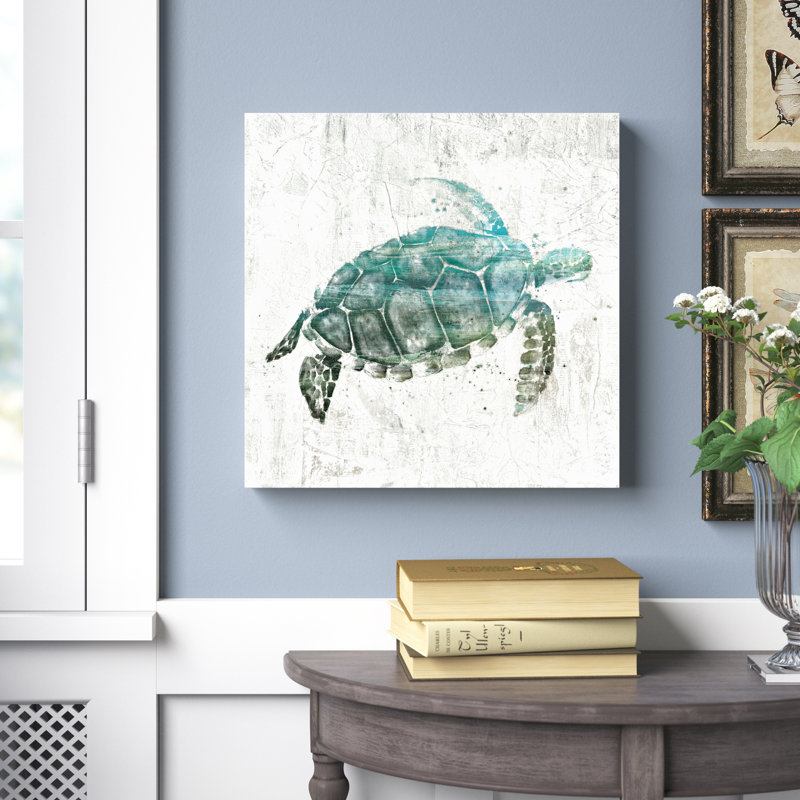 Tortue de mer turquoise - reproduction sur toile, H 24 po x l 24 po, Toile tendue