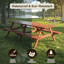 Très grand ensemble de table de pique-nique en bois extra long de 95 po avec bancs intégrés et trou pour parasol, pouvant accueillir confortablement 12 personnes, brun-124934339-124934341
