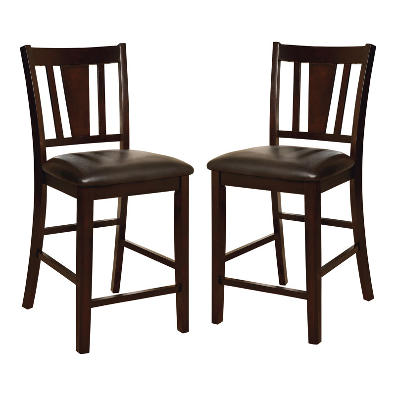 Upholstered Counter Stool with Solid Wood Frame