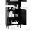 Armoire autoportante noire avec 2 armoires, grande armoire de rangement étroite avec portes et tablettes-1720367839