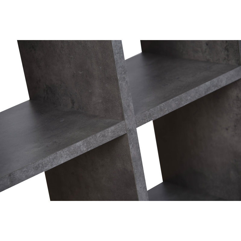 Logan 224cm H x 182cm W Geometric Bookcase, Concrete Grey Look