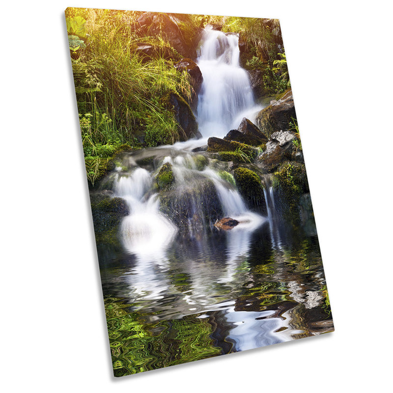Sunset Waterfall Reflection Picture - Wrapped Canvas Art Prints, 45.7cm H x 30.5cm W