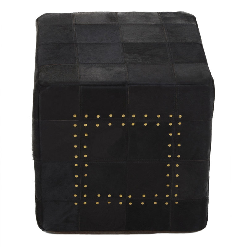 Tallent 40cm Wide Genuine Leather Square No Pattern Pouf Ottoman