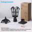 Dusk To Dawn Outdoor Post Lantern, Water Ripple Glass Exterior Post Light, E26 Base, Black