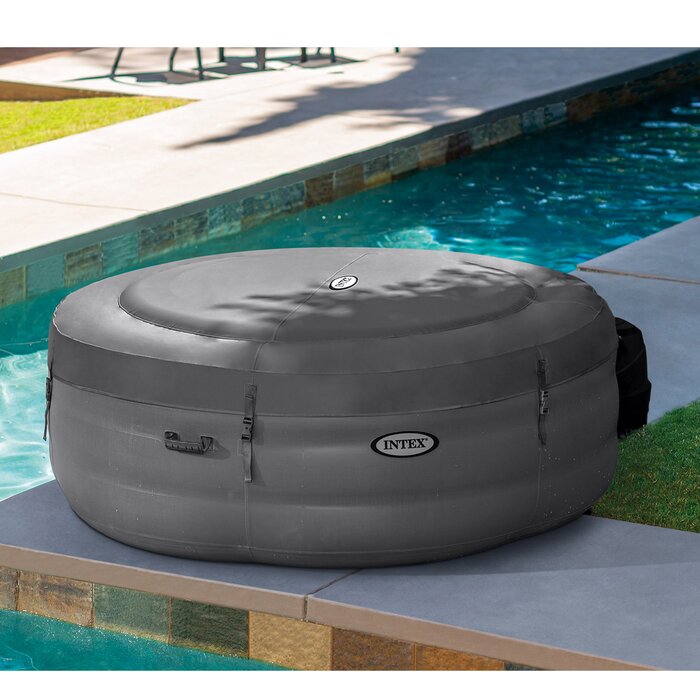 Intex 110 Volt 4 - Person 100 - Jet Round Inflatable Hot Tub in Gray ...