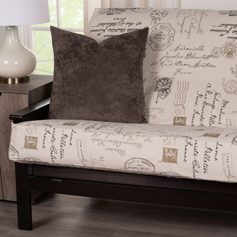 Postscript Box Cushion Futon Slipcover, Beige Cotton Blend