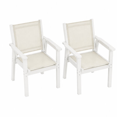 Ensemble de 2 chaises de salle à manger d'extérieur Lechner en PEHD résistant aux intempéries, avec revêtement en tissu respirant Textilène