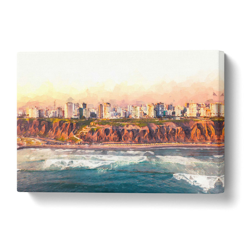 Lima Skyline in Peru in Abstract - Wall Art, 40.6 cm H x 61 cm W x 3 cm D, Wrapped Canvas