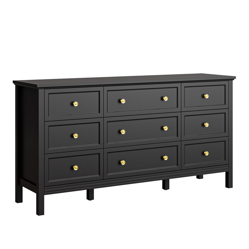 Commode 9 tiroirs Winston Porter, Noir