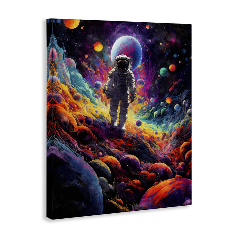 Art mural sur toile «Stepping on Space Terrain» par Nina Blue, H 20 po x l 16 po