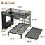 Lit superposé double au-dessus d'un lit double en métal de couleur noire avec garde-robe intégrée, lit gigogne, table pliante, système d'utilisation efficace de l'espace, procédé de revêtement antirouille, bureau pliable à installation rapide,-1977352189