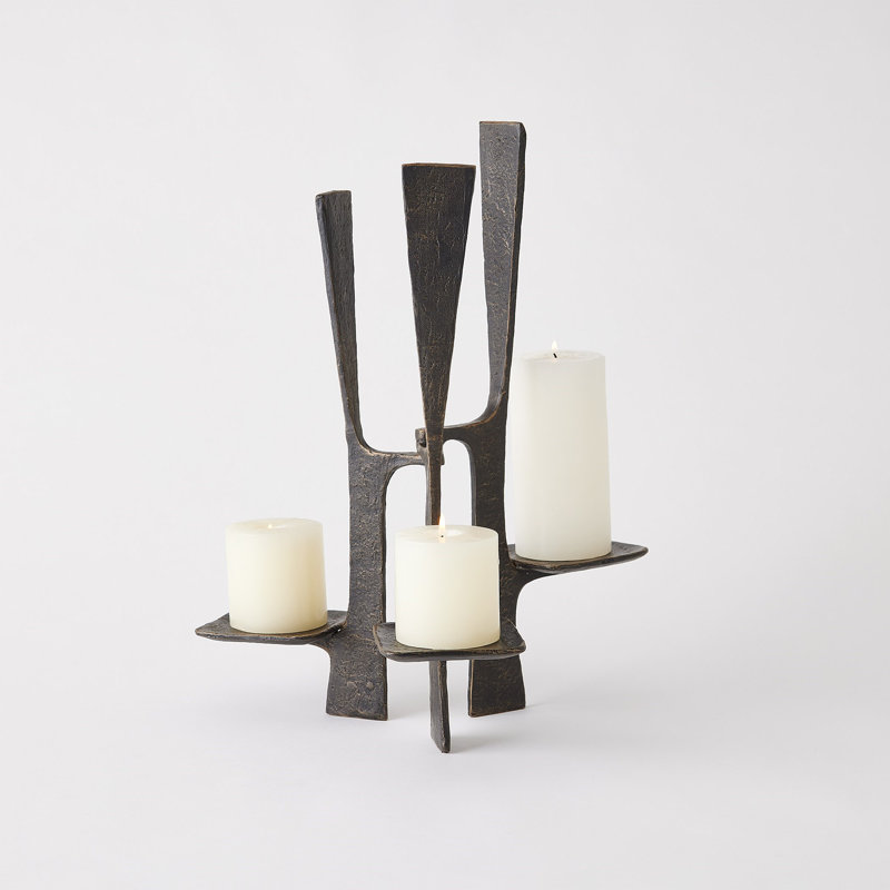 17'' H Metal Tabletop Pillar, Black;Brown