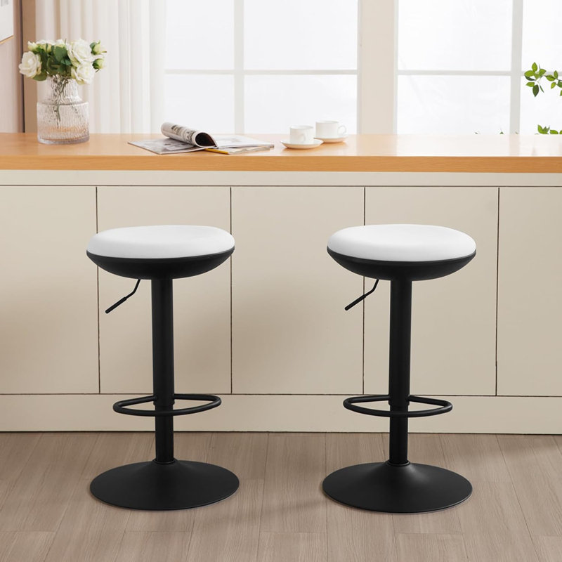 Larksville Swivel Upholstered Adjustable Height Counter Stool with Metal Frame