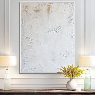 Soft Plaster Paint Layers II - White Clean Framed Wall Art