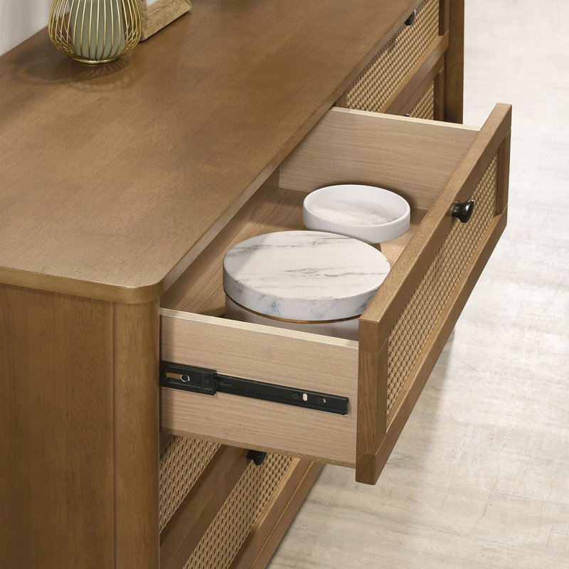 Vichy Wood And Rattan 4-Drawer Chest