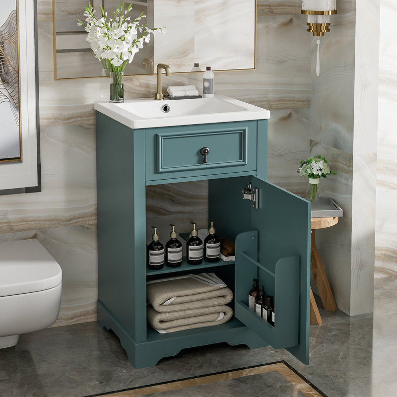 Bathroom Vanity with Ceramic Sink, Green