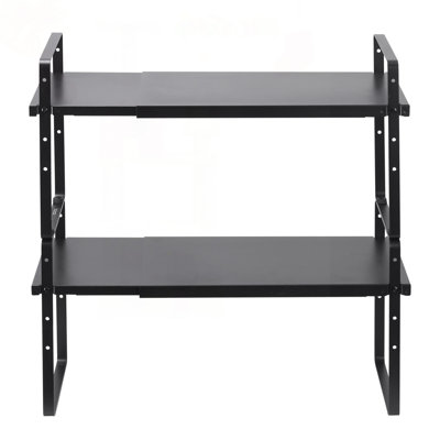 Expandable 2-Tier Cabinet Shelf Organizer with Adjustable Height