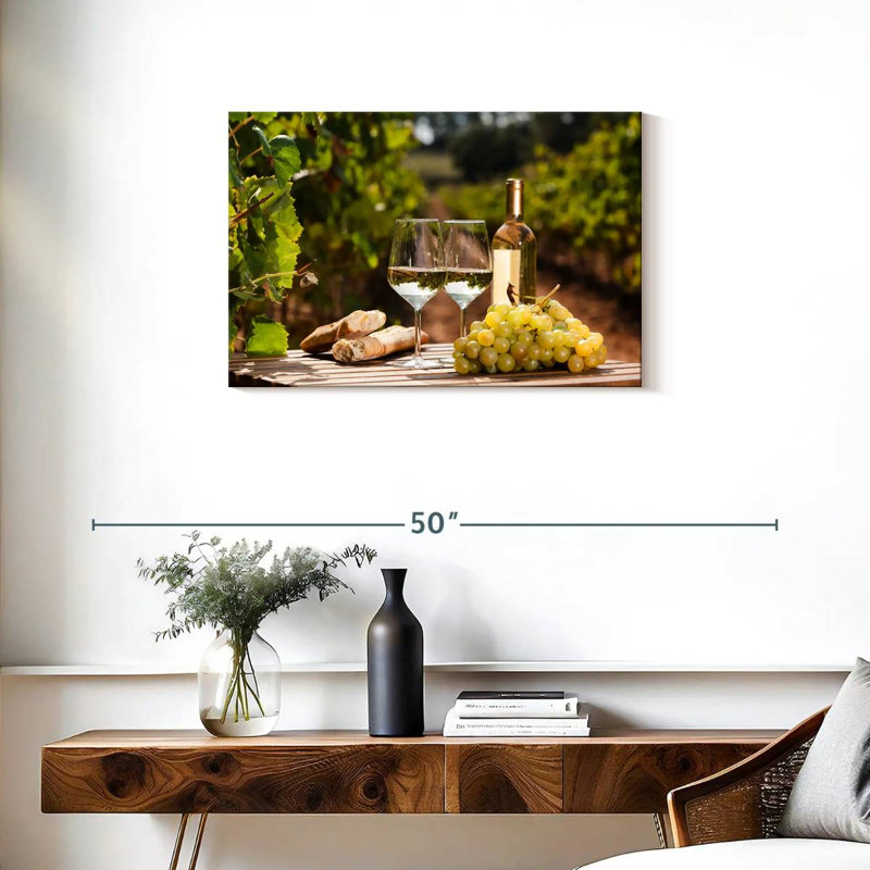 Yarlin pain et vin blanc, H 20 po x l 30 po
