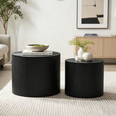 Nesting Coffee Table Set of 2 with Non-Slip Feet and Modern Design