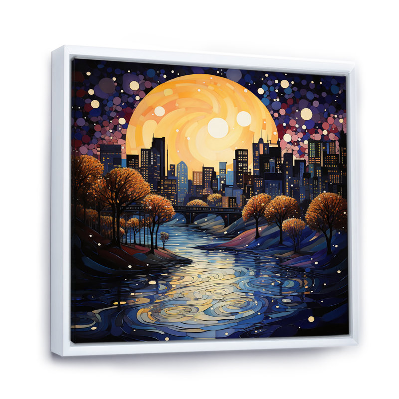 Harlem Renaissance Reflections Pointillism III - impression, H 24 po x l 24 po x P 1 po, Cadre flottant blanc