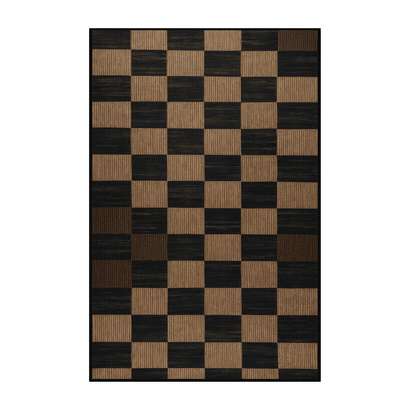 Tapis botanique brun lavable à la machine, Rectangle 8 pi x 12 pi