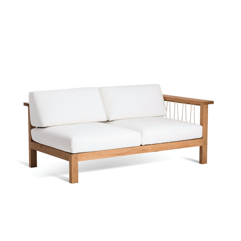 Ensemble de conversation en teck avec coussins 6 pièces Maro, Toile Sunbrella® naturel, l 28,75 po x L 28,75 po x H 14,19 po
