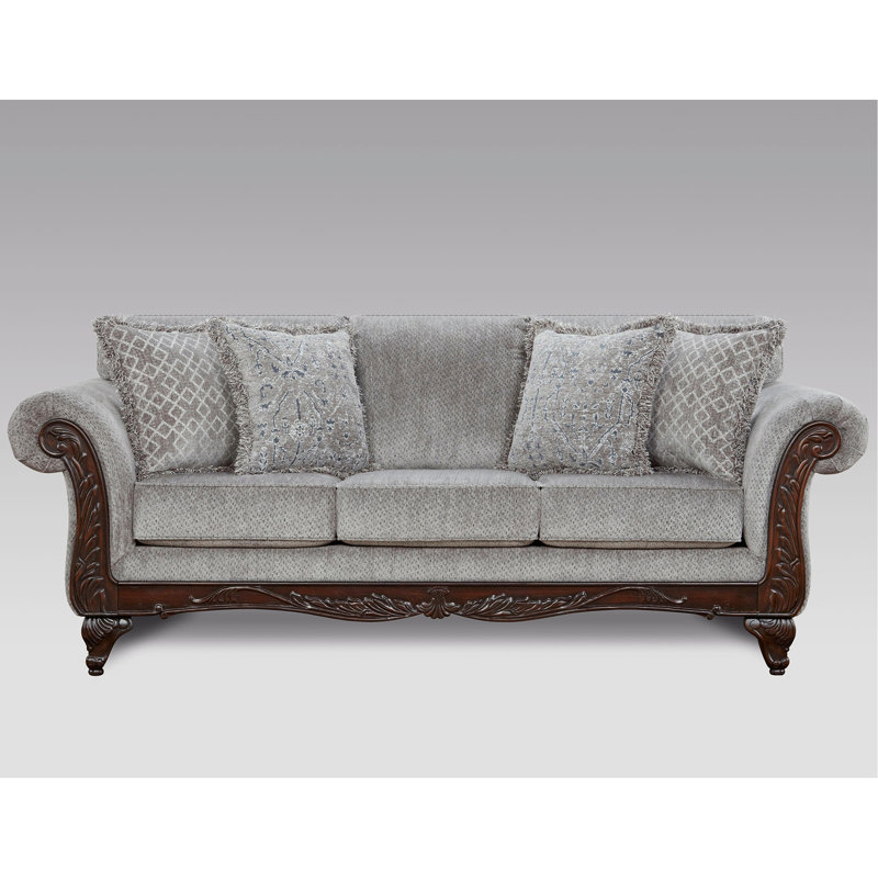 Carved Wood Frame Sofa