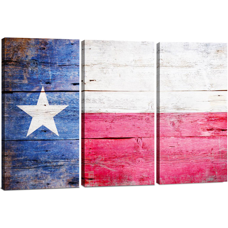 " Rustic Texas Flag " 3 - Pieces Painting Print