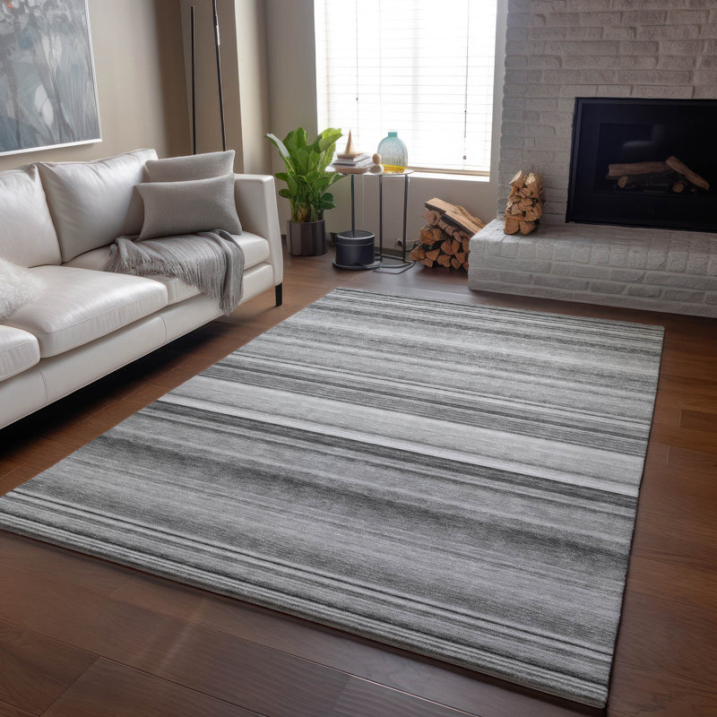 Premium Machine Washable Cerrito AMF529 Gray Rug, Rectangle 8' x 10'