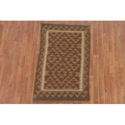 Brown Kilim Reversible Wool Rug 3x4